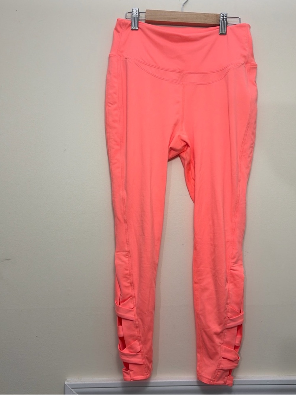 FP Movement by Free People Coral Pink Crisscross Hem Leggings